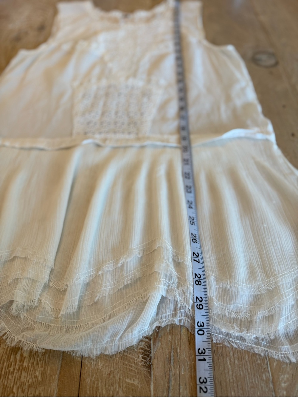 Free People Cream Crochet-Panel Sleeveless Peplum Top L - Picture 2 of 6